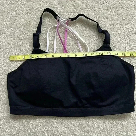 Livi Active Lane Bryant Bra Sz 18 40 D Pink Strap Back Black Low Impact Wireless - Picture 10 of 12